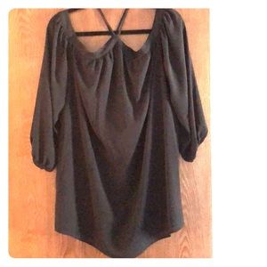 Black mini cold shoulder dress